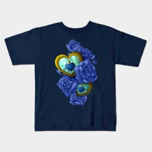 Blue Hearts And Roses Kids T-Shirt